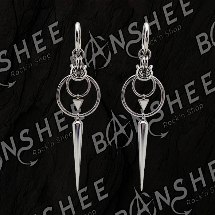 Boucles d’oreilles pendantes avec anneaux et longues pointes
