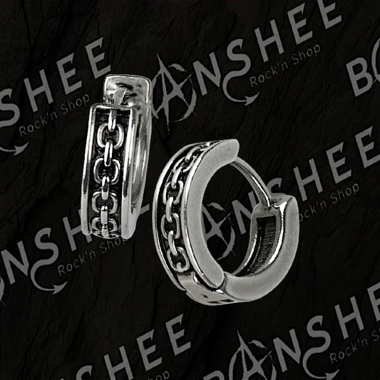 Boucles d'oreilles créoles en acier inoxydable avec motif chaîne