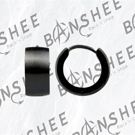 Boucles d'oreilles créoles noires mates en acier inoxydable