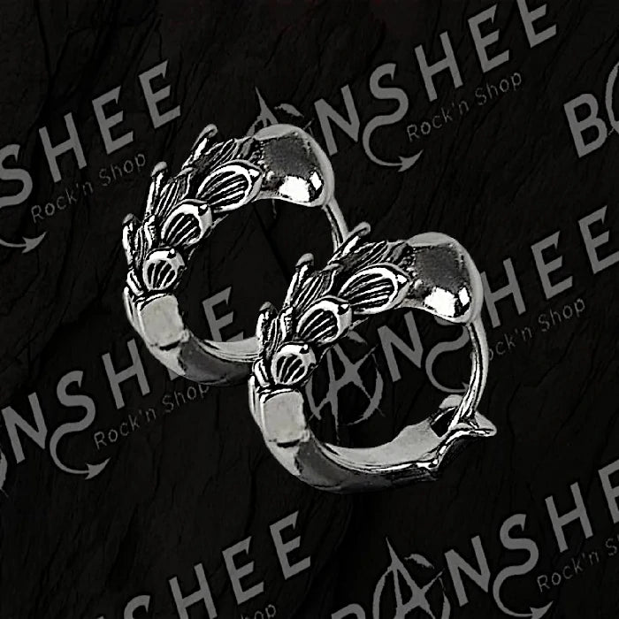Boucles d'oreilles créoles en acier inoxydable avec motif peau de dragon