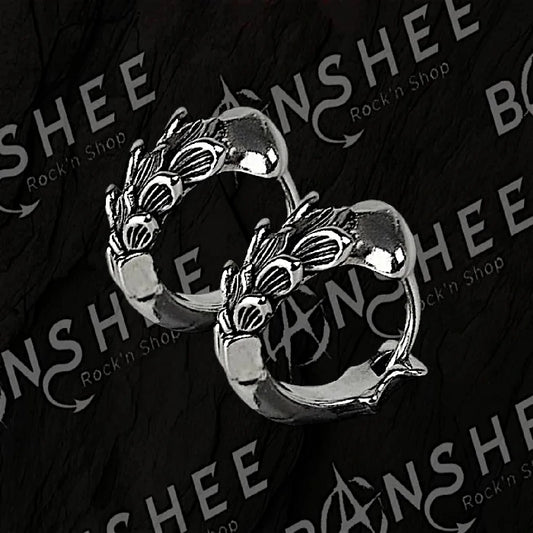 Boucles d'oreilles créoles en acier inoxydable avec motif peau de dragon