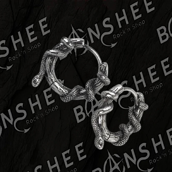 Boucles d'oreilles créoles en forme de serpents entrelacés en acier inoxydable