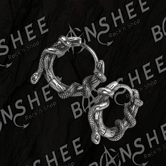 Boucles d'oreilles créoles en forme de serpents entrelacés en acier inoxydable