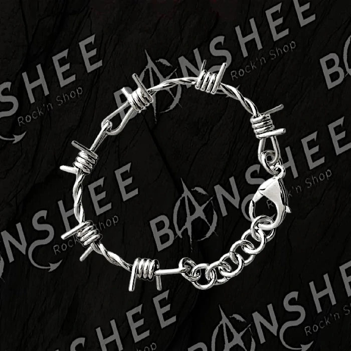 Bracelet fil barbelé en acier inoxydable