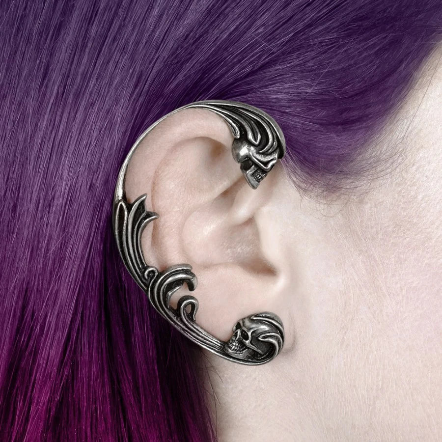 Boucle / Tour d'oreille Alchemy tête de mort style baroque E461