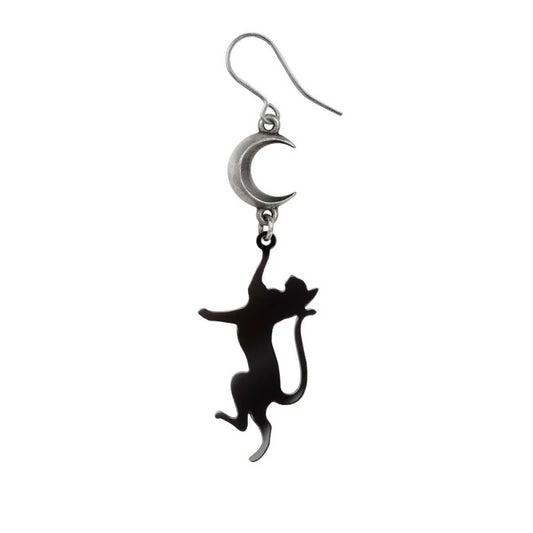 Boucle d'oreille Alchemy croissant de lune & chat E468