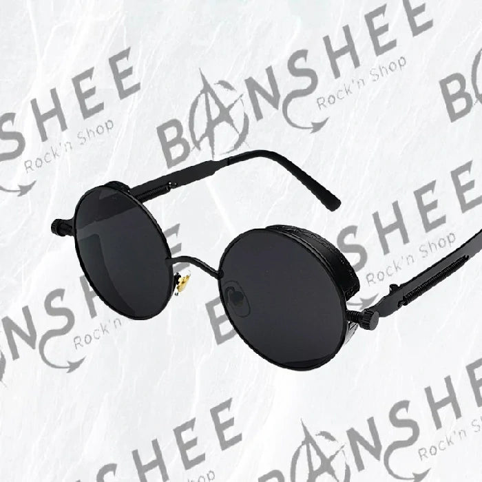 Lunettes de soleil rondes à monture métallique avec verres noirs UV400
