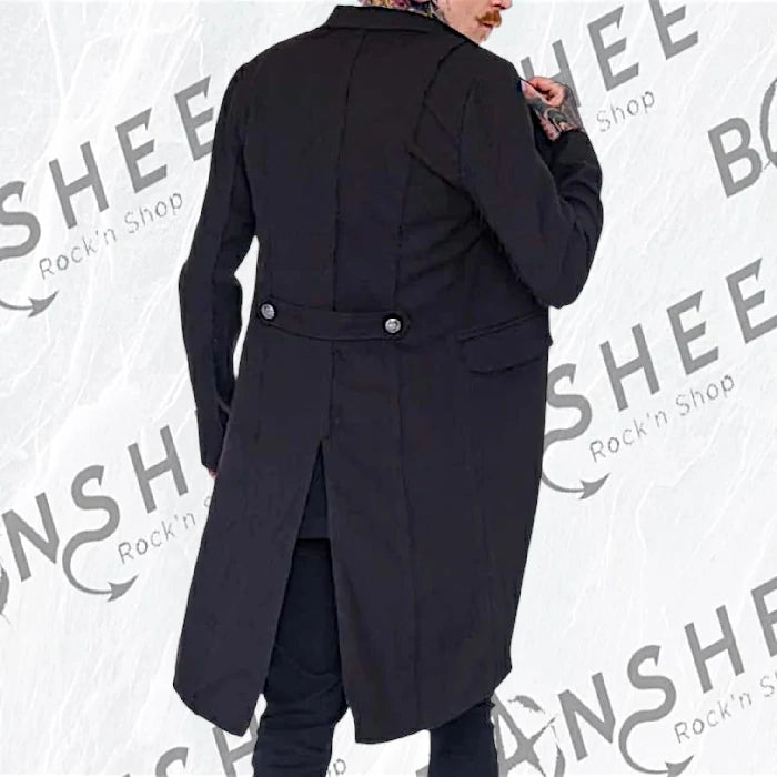 Manteau noir gothique long style queue-de-pie homme vue de dos