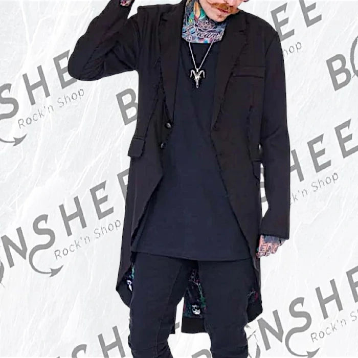 Manteau noir gothique long style queue-de-pie homme