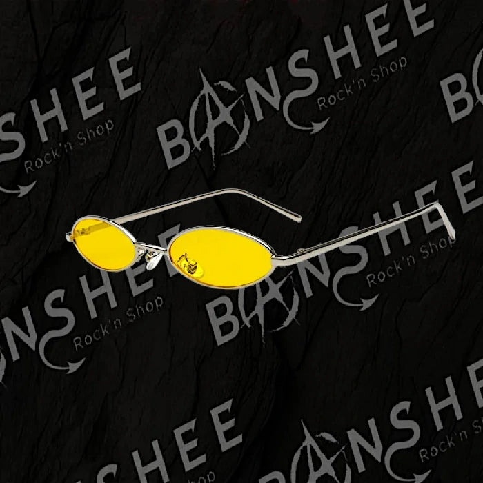 Lunettes de soleil ovales rétro UV400 avec verres jaunes
