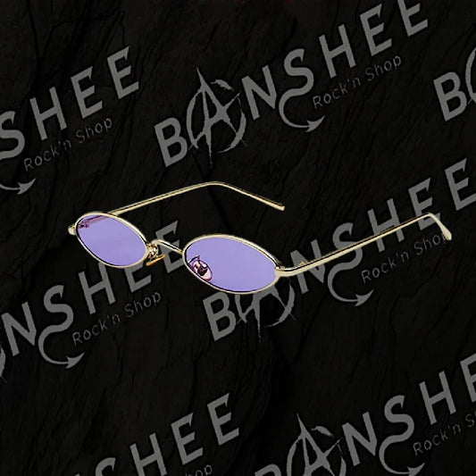 Lunettes de soleil ovales rétro UV400 avec verres violets