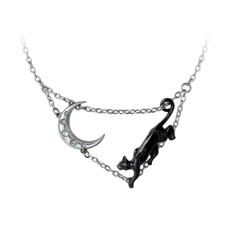 Collier Alchemy chat noir & croissant de lune P879