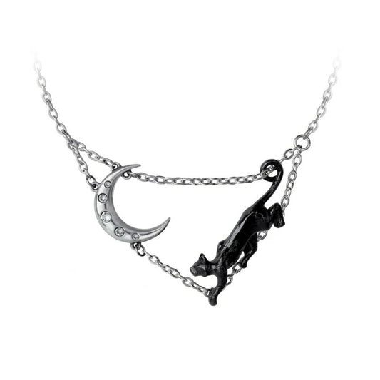 Collier Alchemy chat noir & croissant de lune P879