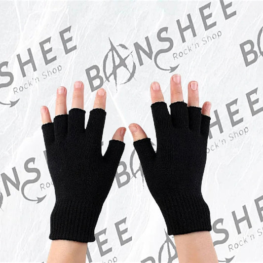 Mitaines courtes noires en maille