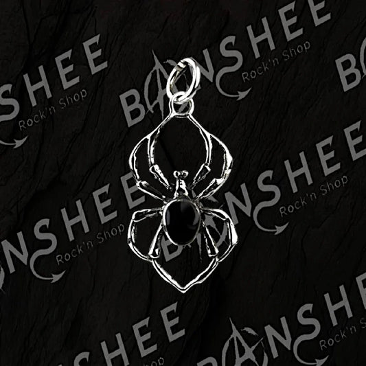 Pendentif araignée en argent avec pierre noire
