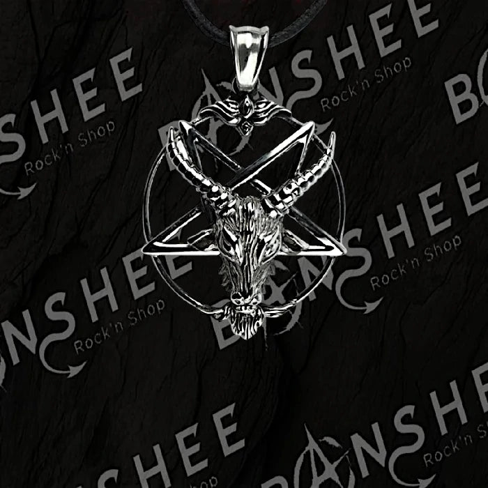 Pendentif en acier inoxydable représentant Baphomet sur un pentagramme