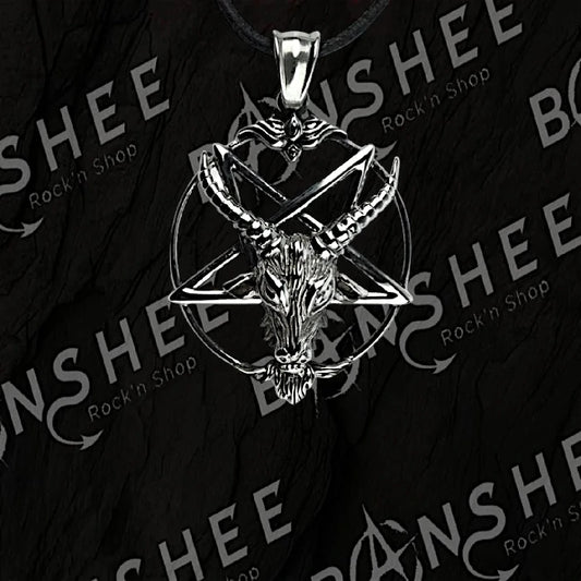 Pendentif en acier inoxydable représentant Baphomet sur un pentagramme