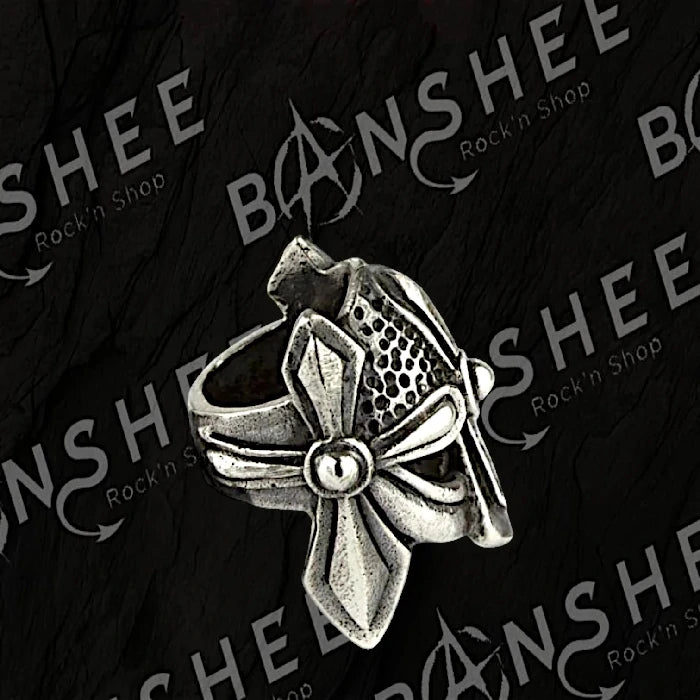 Perle à barbe en argent en forme de casque viking vue de côté