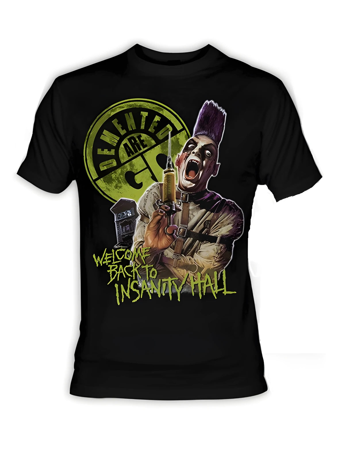 T-shirt mixte DEMENTED ARE GO welcome back to insanity hall