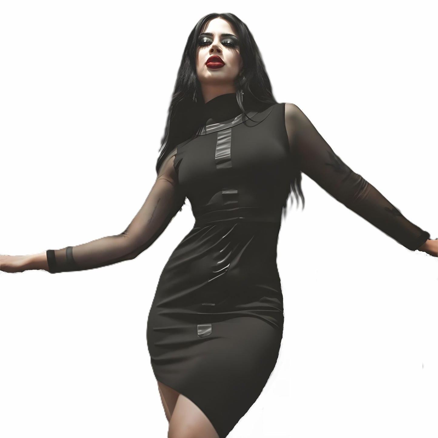 Robe Moon Attic longues manches style gothique / métal MA-23653