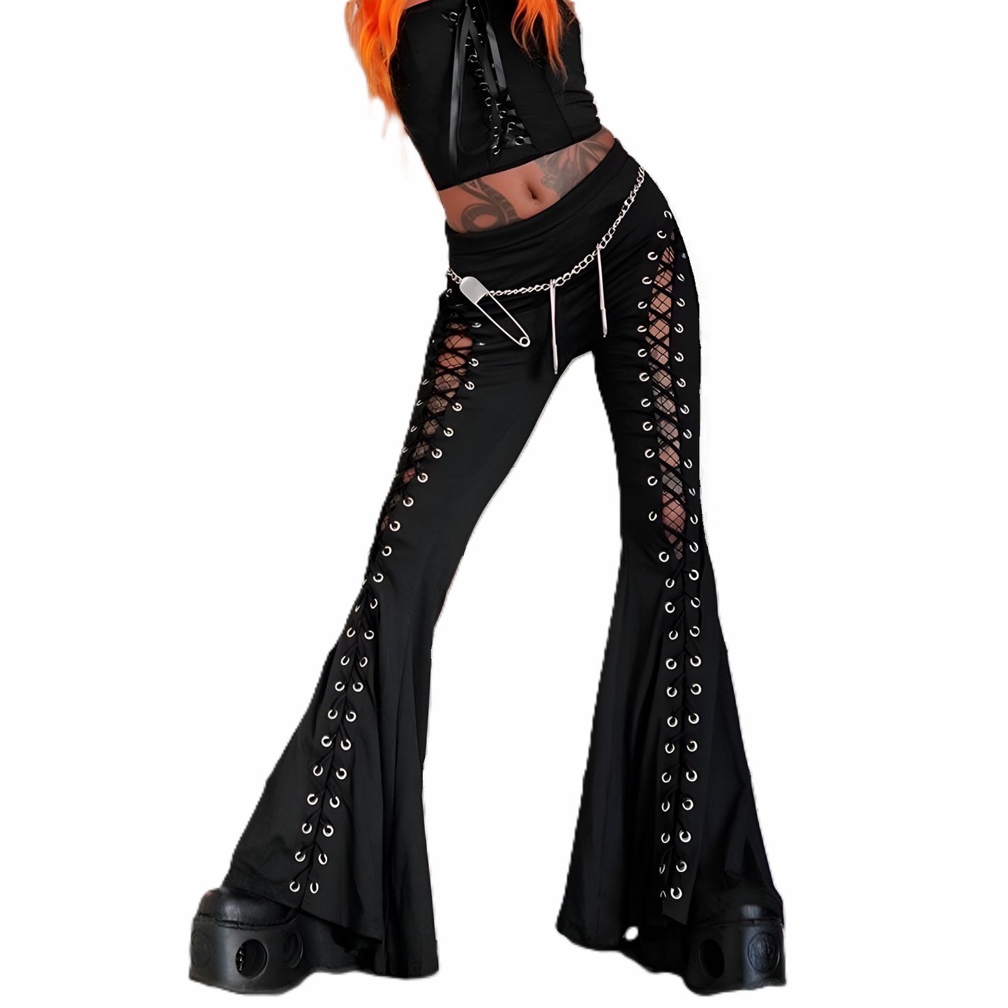 Pantalon Moon Attic à bords larges style rock / métal pour femme MA-24009