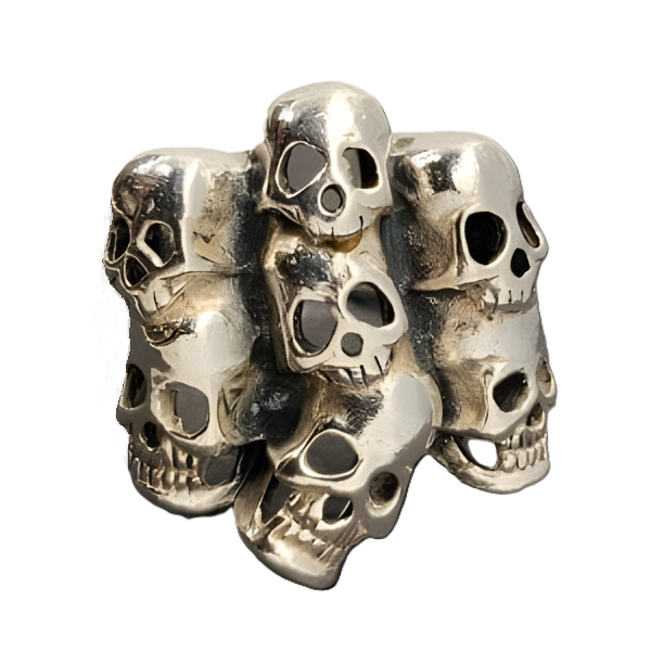 Bague têtes de mort empilées B022