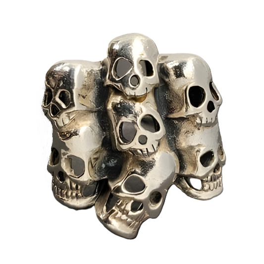 Bague têtes de mort empilées B022