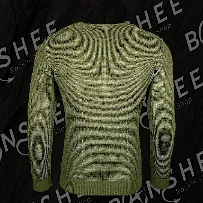 Pull homme kaki en maille texturée à col rond vue de dos