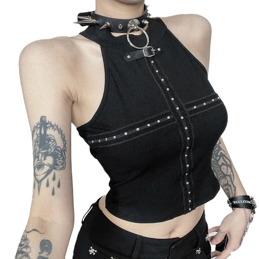 Top Moon Attic pour femme style gothique / métal MA-24113