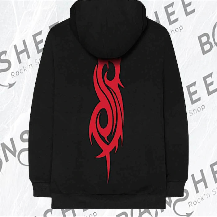 Sweat à capuche noir avec grand grand logo rouge au dos