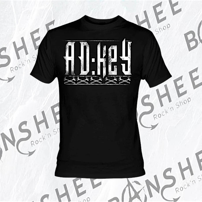 T-shirt AD:KEY Logo noir avec grand lettrage blanc et gris