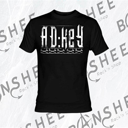 T-shirt AD:KEY Logo noir avec grand lettrage blanc et gris