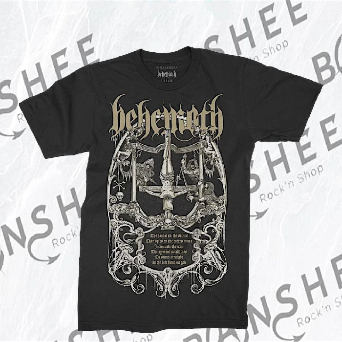 T-shirt officiel Behemoth noir avec illustration occulte et logo du groupe