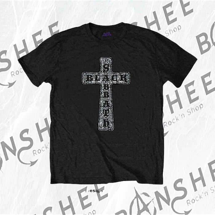 T-shirt officiel Black Sabbath Cross noir avec croix en strass