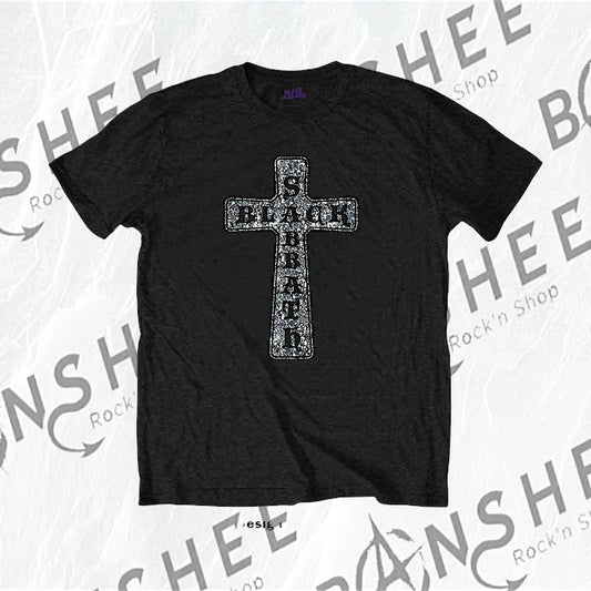 T-shirt officiel Black Sabbath Cross noir avec croix en strass