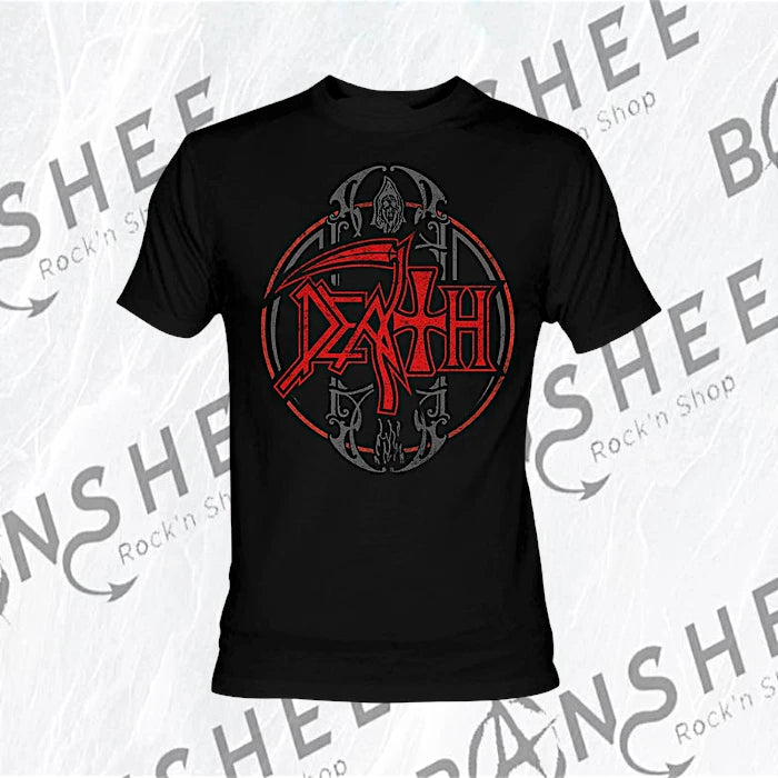 T-shirt Death Death To All noir avec logo rouge et motif circulaire