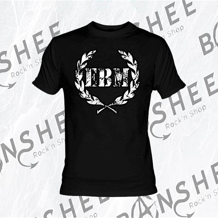 T-shirt EBM noir avec logo et couronne de laurier blanche
