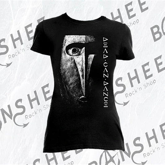 T-shirt femme noir avec grand visage monochrome imprimé