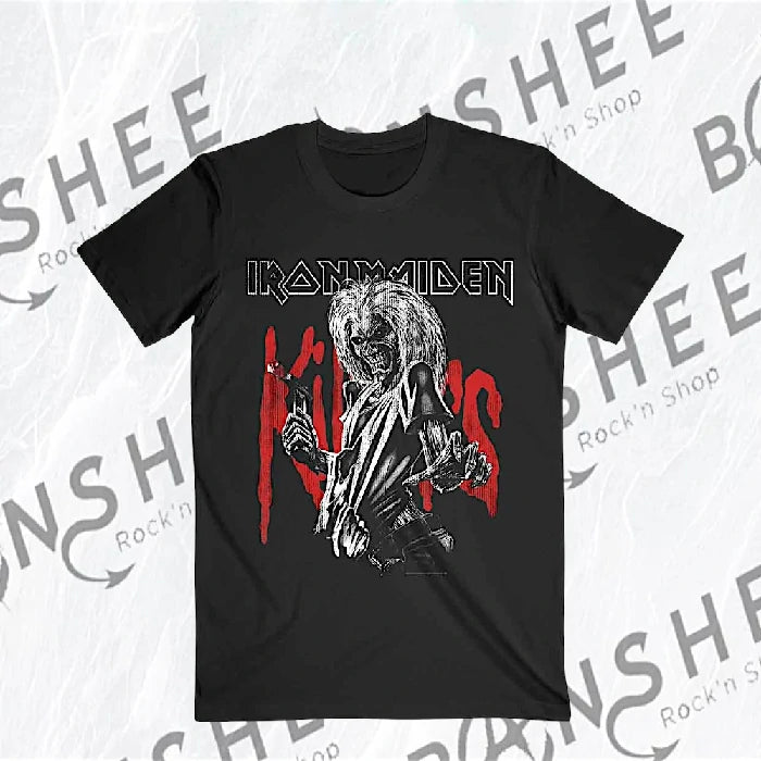 T-shirt officiel Iron Maiden Killers avec Eddie et logo rouge de l'album