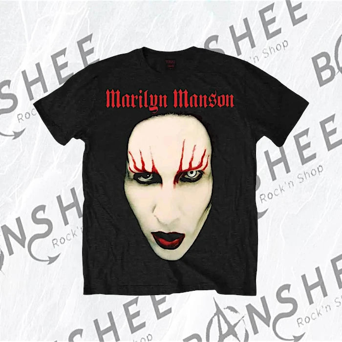 T-shirt officiel Marilyn Manson Red Lips avec grand portrait
