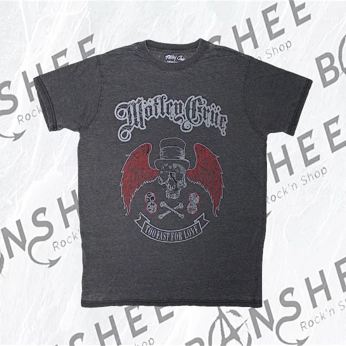 T-shirt officiel Mötley Crüe Skull Wings avec crâne et ailes rouges
