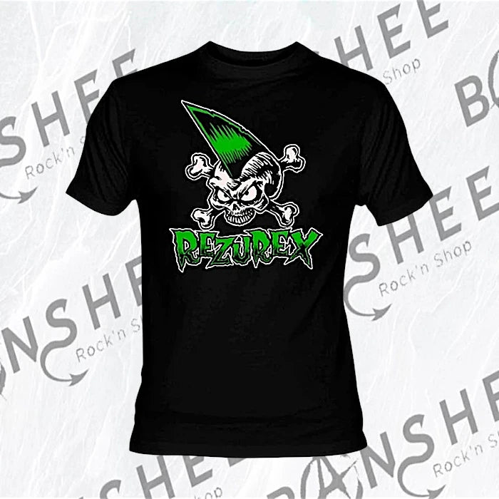 T-shirt Rezurex Logo Skull noir avec crâne à crête verte