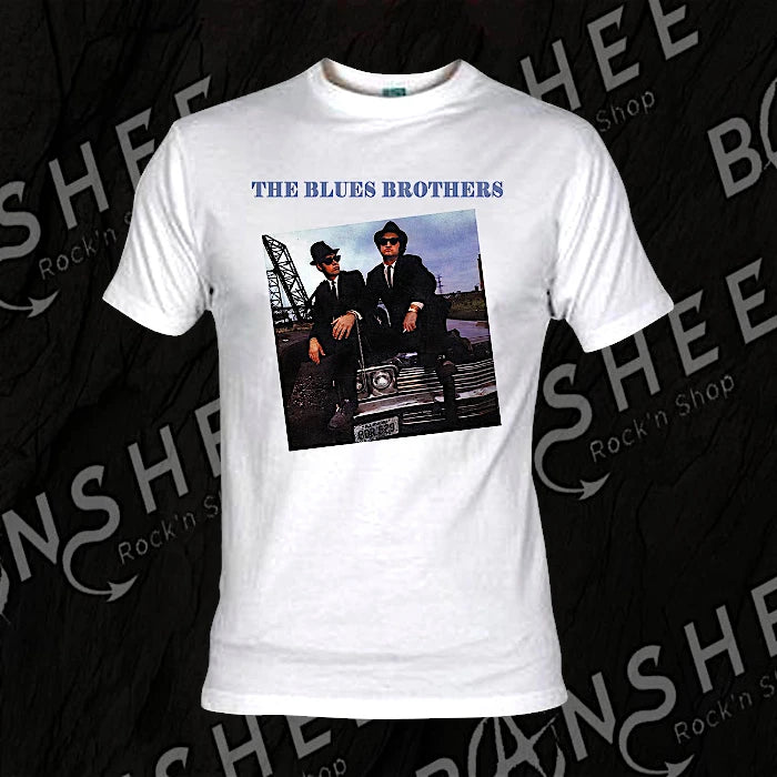 T-shirt The Blues Brothers blanc avec photo de Jake et Elwood