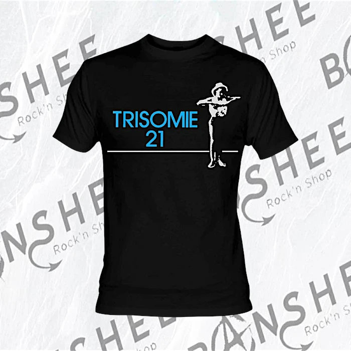 T-shirt Trisomie 21 noir avec logo silhouette