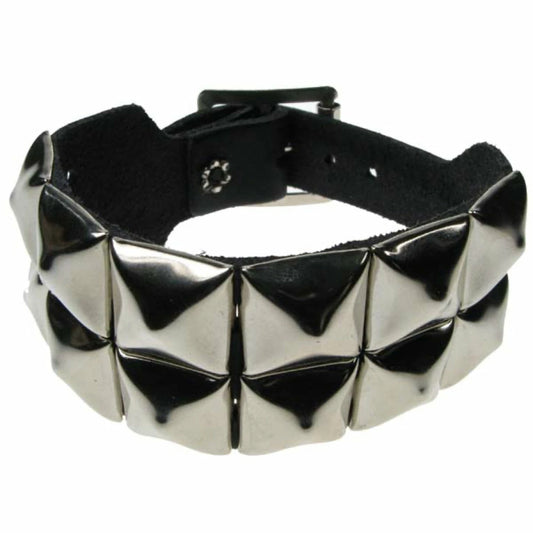 Bracelet cuir & pyramides punk/metal Bullet69 WB009