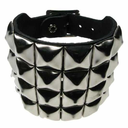 Bracelet cuir & pyramides punk/metal Bullet69 WB011
