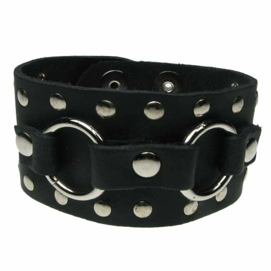 Bracelet cuir & anneaux punk/metal Bullet69 WB584