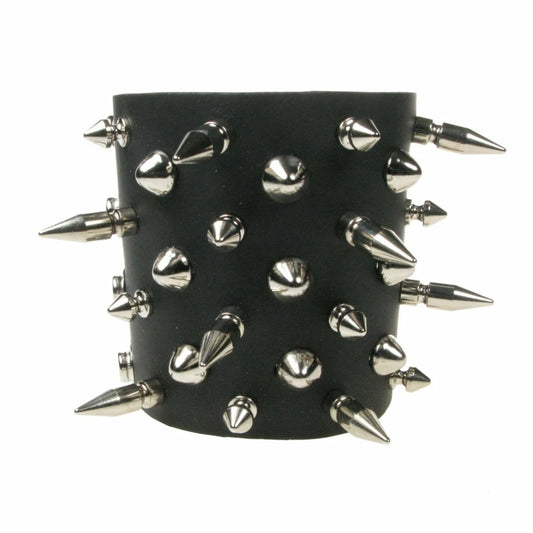 Bracelet cuir & pointes multiples punk/metal Bullet69 WB723